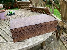 RARE VINTAGE FOLD OUT WRITING SLOPE  AMAZING BLACK PALM WOOD secret drawers +key