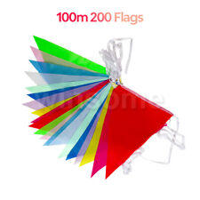 100m Colour Bunting 200 Flags Party Wedding Decoration Event Garden Home Outdoor