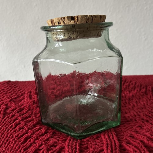 Vintage hexagonal green glass - hexagonal,