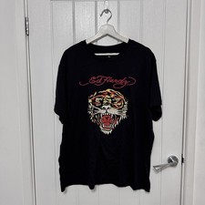 Ed Hardy Tiger Print T-shirt Size XL Black Men’s Short Sleeve VG Condition