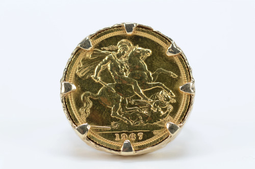 1967 gold full sovereign ring - sovereign,