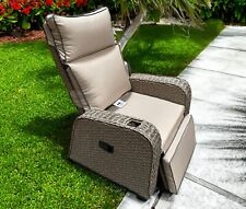 RATTAN RECLINER WICKER GARDEN OUTDOOR SUN LOUNGER  LAZYBOY FURNITURE PATIO GREY