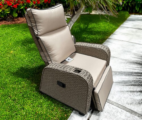 Rattan recliner wicker garden - rattan,