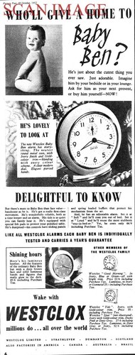 1952 advert westclox baby - 1952, 'baby