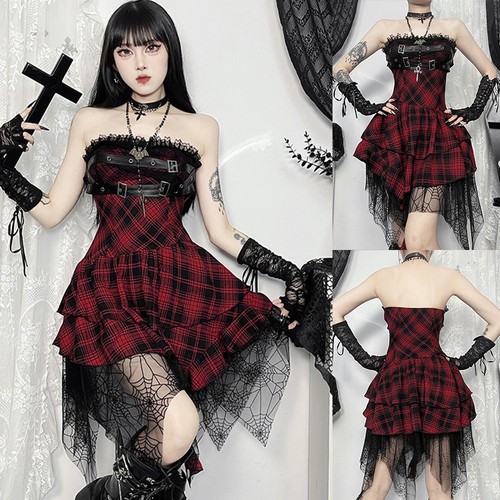 Women lolita gothic - lolita, check