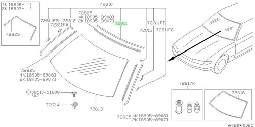 Molding windshield upper - molding,,