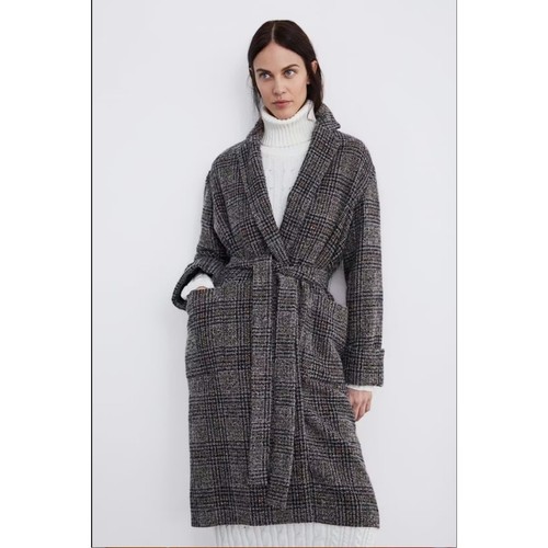 Zara mink belted plaid coat - zara,