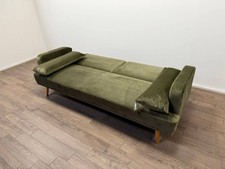 Andy Velvet 3 Seater Clic Clac Sofa Bed – Sage Green