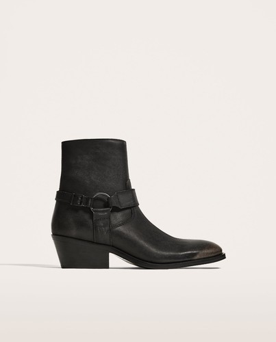 Zara man grey leather buckle - grey,