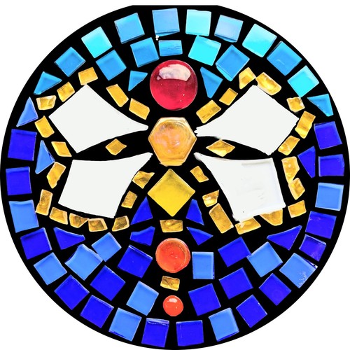 Red dragonfly stained glass - stained,