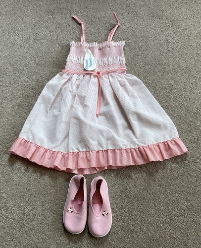 Girls pink white smocked - &,