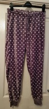 Grey Velvet Feel Pajama Bottoms Size 12-14 White Spots George at Asda, Unworn