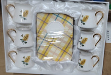 Turkish coffee set  6 Cups  & 6 Saucers 12pcs & ☕White £ Yellow. FREE  DELIVERY 