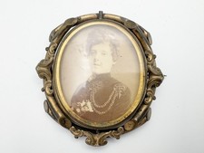 ANTIQUE BIG LARGE OLD VICTORIAN PINCHBECK 9ct GOLD FILLED MOURNING LOCKET BROOCH