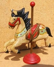 Vintage old Retro Wooden Wood Fairground Carousel Ride Horse Repaired Merry Go R