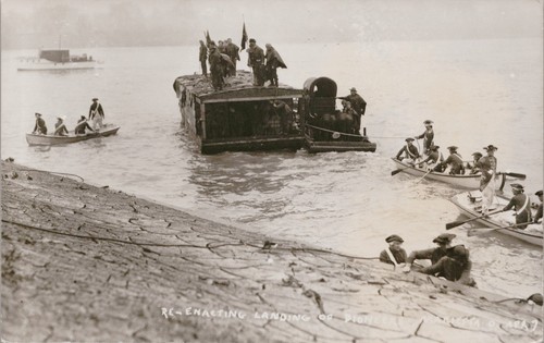 Vtg rppc postcard - postcard, re-enacting