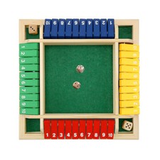 Toys 4 Sided 10 Number Shut The Box Flaps & Dices Game Dice Board Game Wooden