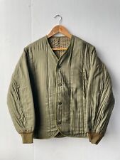 Vintage Cotton Quilted Liner - Military Jacket - Olive Green / Brown