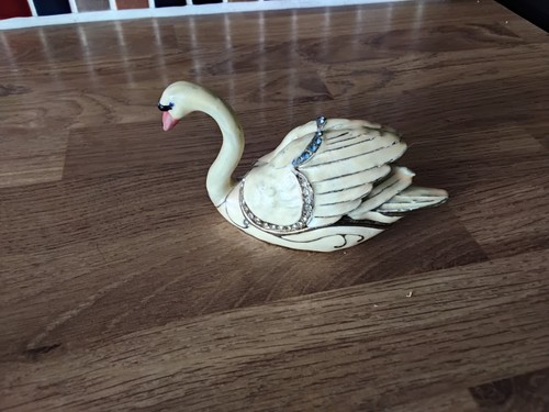 Swan trinket box enamel - swan,