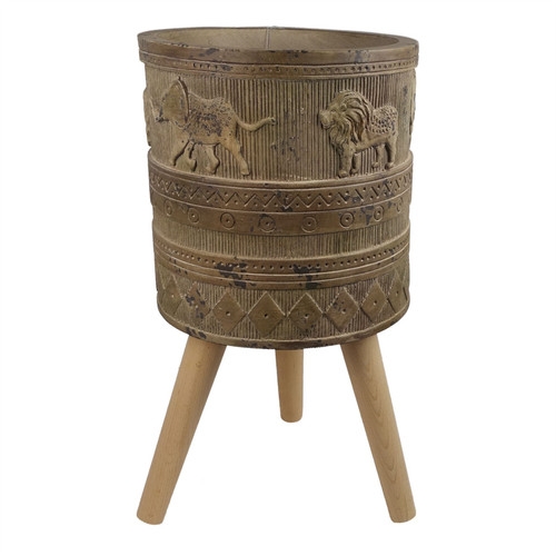 Planter brown fibreglass - brown,