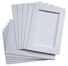 Rectangle Aperture Tri Fold Cards White A6 6x4" Smooth Linen 5 Pack Cross Stitch