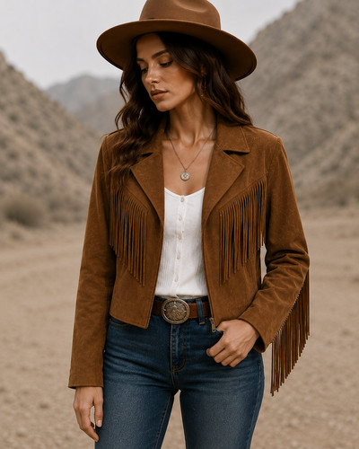 Brown suede fringe western - fringe,