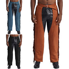 UK Mens Motorcycle Leather Chaps Suede Chaps Pants Tassels Cowboy Western Chaps