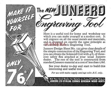 JUNEERO Metal Engraving Tool & Materials ADVERT Small 1940s Print Ad 162/69