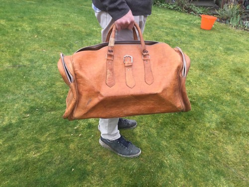 Vintage leather travel duffle - vintage,