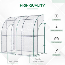 Walk-In Lean to Wall Greenhouse 214L x 118W x 212H cm Plastic Cover Steel Frame