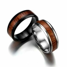 Mens Tungsten Ring Koa Wood Inlay Band Comfort Fit Jewelry Wedding Band