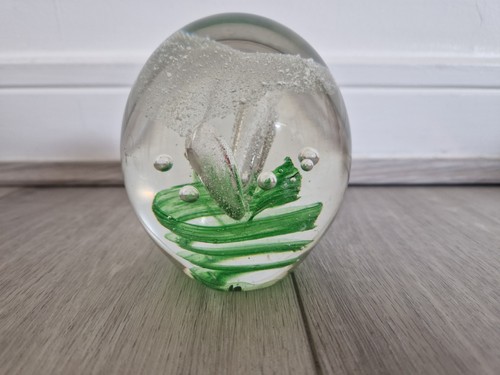 Glass paperweight green 9cm - glass,