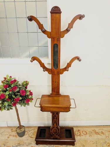 Victorian walnut hall tree - victorian,