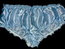 Vtg Styl Ruffled Edge Sissy Glossy Satin Bikini Brief Panties Knickers XL NEW