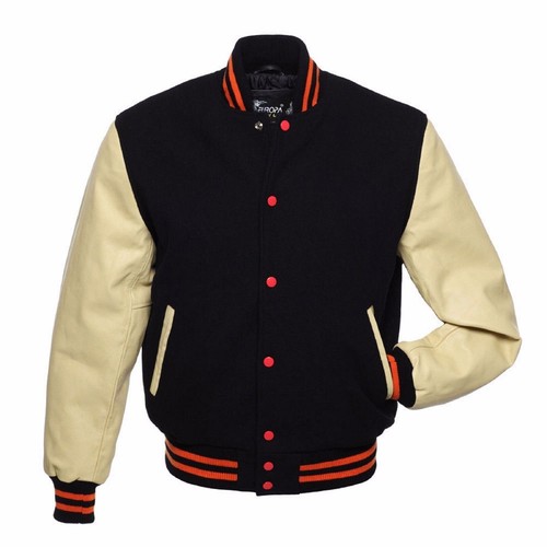 Black wool real cream leather - cream,