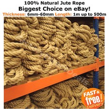 100% Natural Jute Hessian Rope Twine Decorative Cord Garden Decking Hand Rail 
