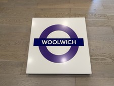 ORIGINAL LONDON UNDERGROUND RAILWAY ELIZABETH LINE ‘WOOLWICH’ SIGN