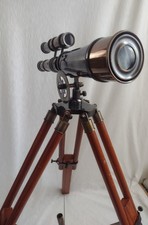 Telescope With Adjustable Wooden Tripod Stand Kelvin & Hughes London 1915 Signed