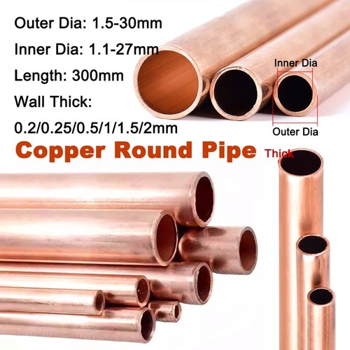 Copper round pipe tube 300mm - copper,