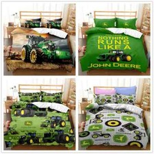 New John Deere Tractor 3D Bedding Set Duvet Quilt Cover Pillowcase Single Double