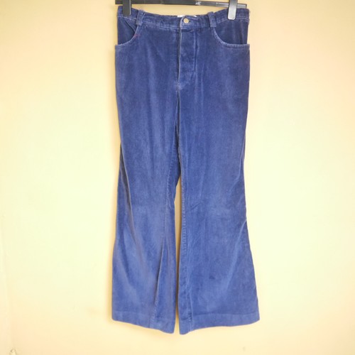 Vintage 70s blue velvet pants - vintage,