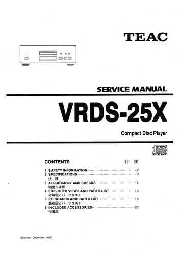 Service manual for teac - service,