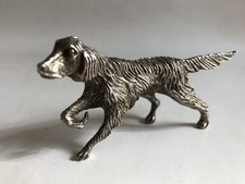 Silver Metal Pewter Red Irish English Setter Small Dog Figure Figurine Ornament