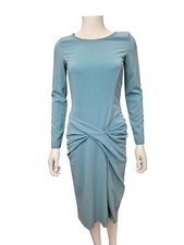 Damsel In A Dress Turquoise Long Sleeve Ruched Occasion Guest Midi Dress Size 8