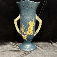 Reproduction Roseville Art Pottery Blue Vase 759-10 Double Handles