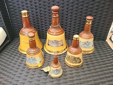 6 x Vintage Wade Bells Scotch Whisky Bell Decanters various sizes .Not The Best