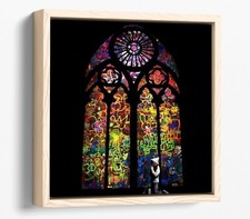 BANKSY STAINED GLASS SQUARE CANVAS WALL ART FLOAT EFFECT/FRAME/POSTER PRINT