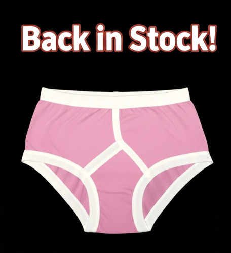 Men pink front briefs - front,
