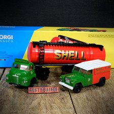 Corgi Bedford S Type Petrol Tanker & Land Rover Shell/BP Set, Excellent, Boxed