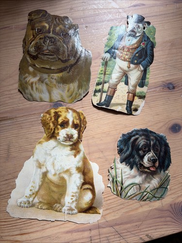 Victorian scraps dogs x4 - victorian,